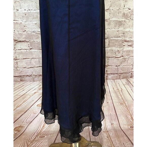 Rimini Womens 4 Sleeveless 100% Silk Cocktail Midi Dress Sheer Layered Tiers - Picture 8 of 11